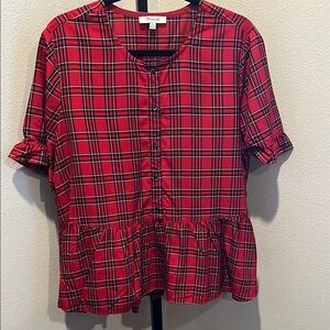 Never been worn Madewell Red and Black Plaid Shirt